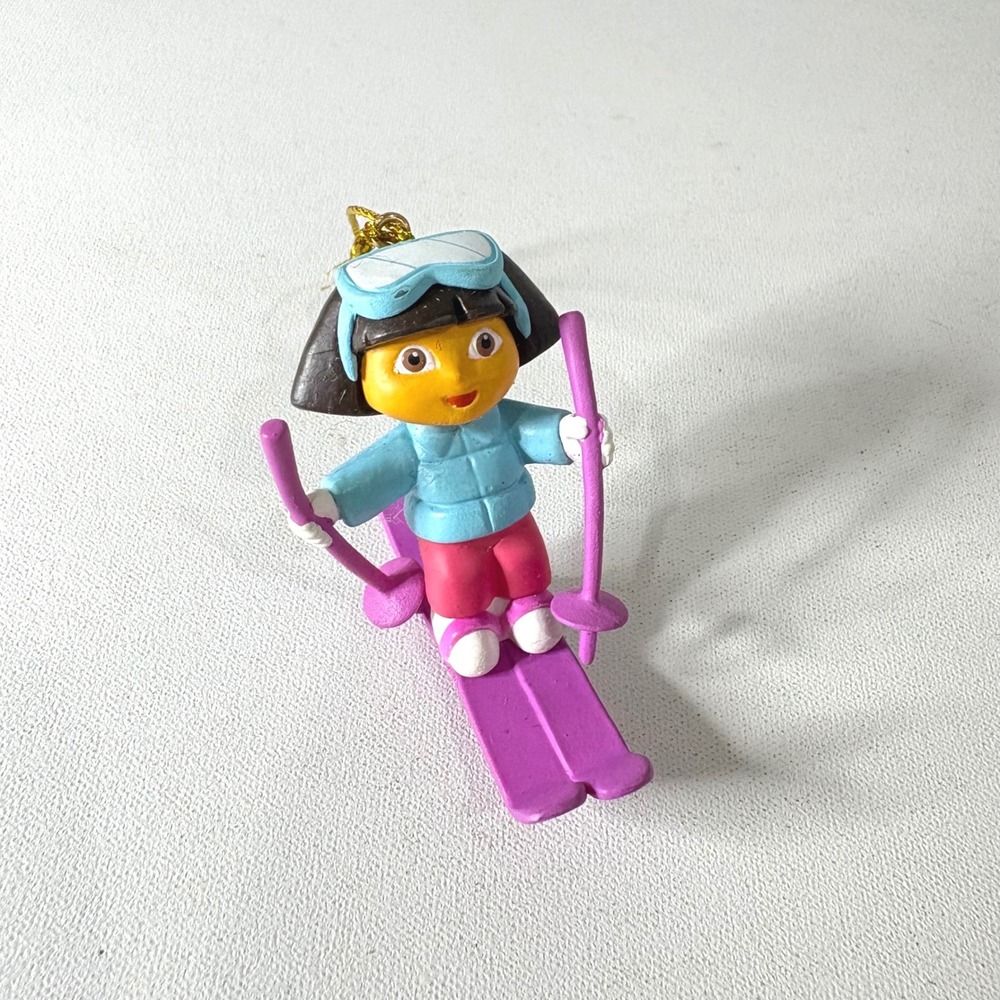 Dora the Explorer Skiing Christmas Ornament Nickelodeon Blue Jacket Purple Skis